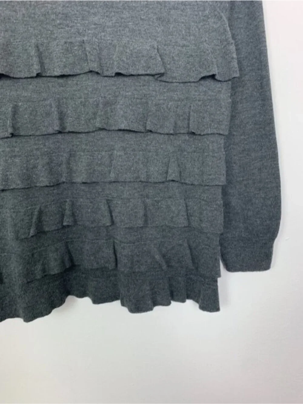 J.Crew Grey Ruffle Sweater